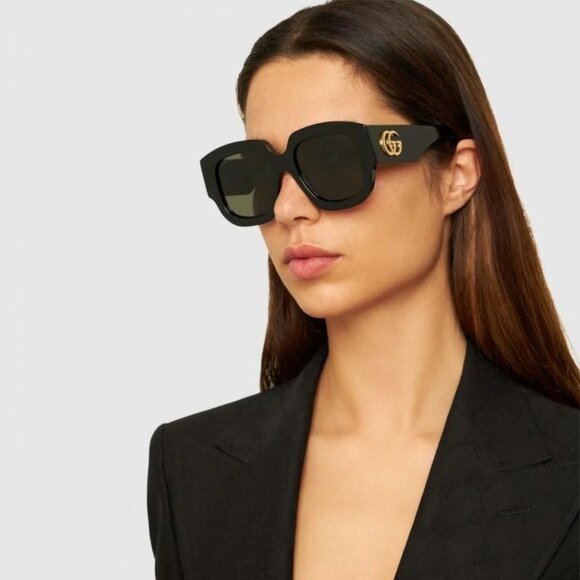 NEW GUCCI GG1546S 001 SUNGLASSES WOMEN BLACK EYEWEAR - Picture 1 of 12